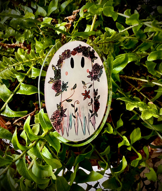 Floral Ghost Acrylic Pin