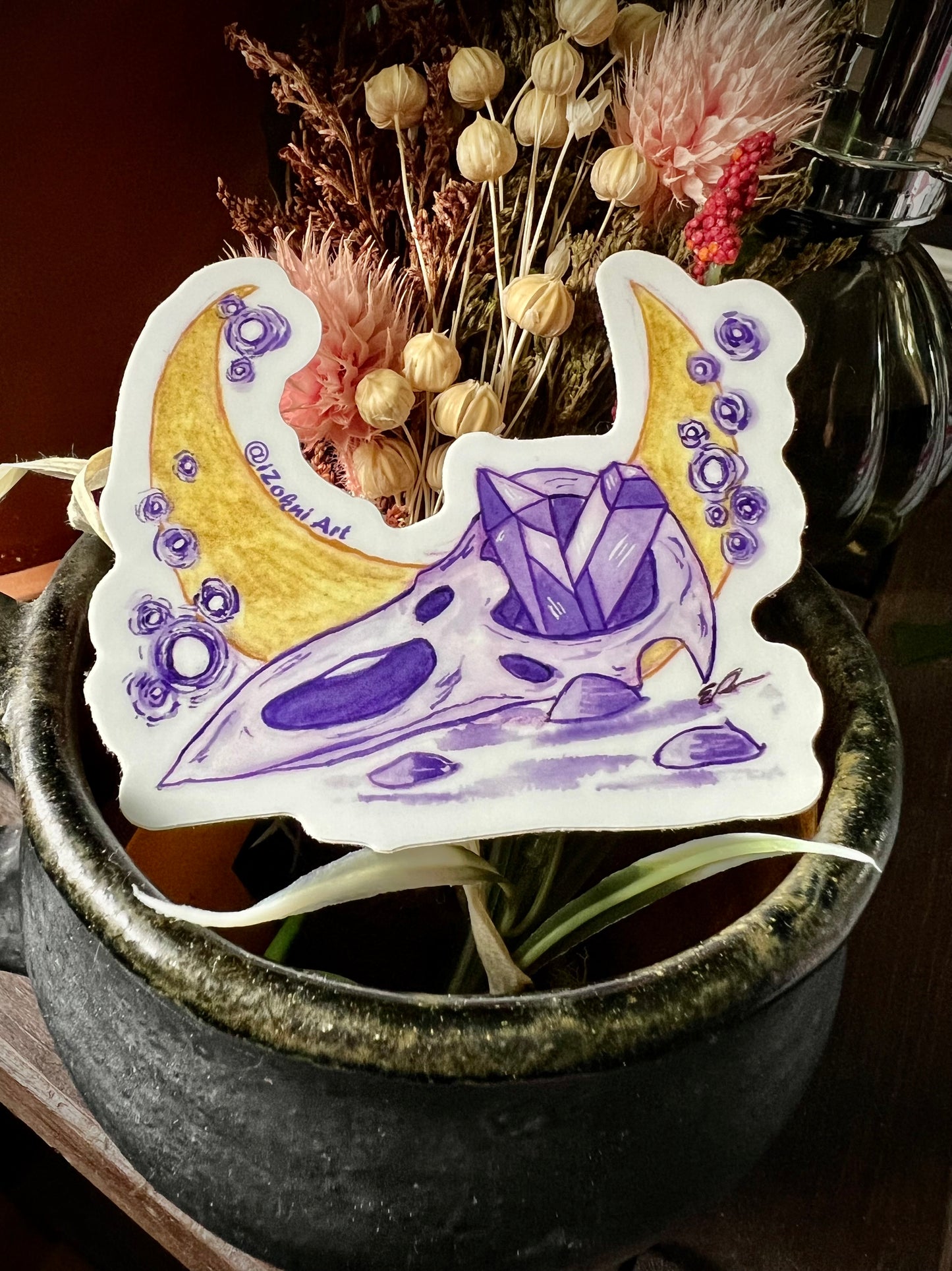 Raven Skull Sticker
