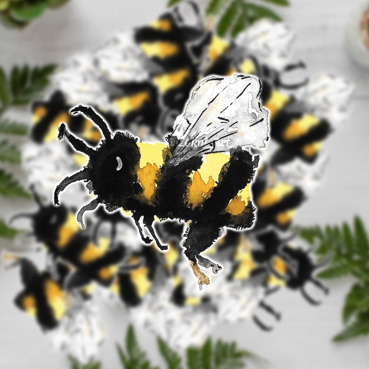Watercolor Bumble Bee Matte sticker