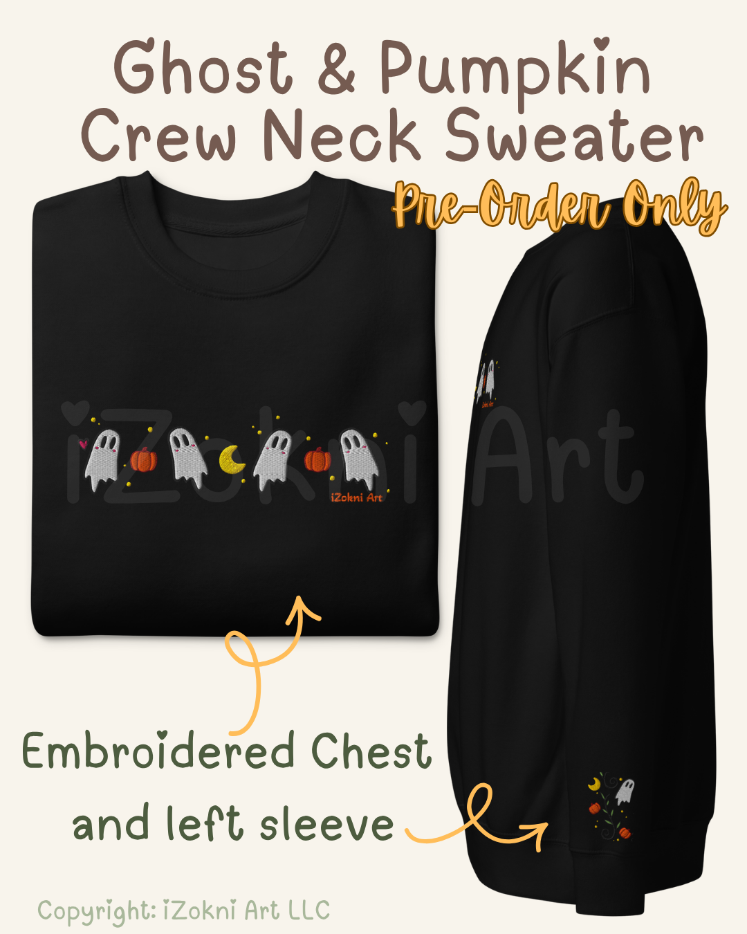 Ghost Embroidered Crew Neck Sweatshirt (Pre-Order only)