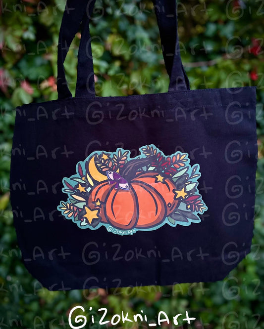 Dark Mode Pumpkin Tote Back