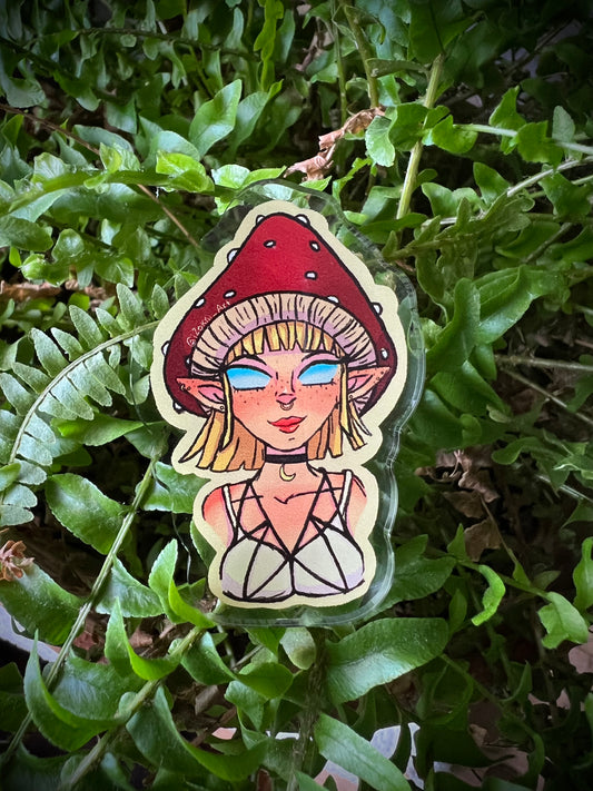 Mushroom Girl Acrylic Pin