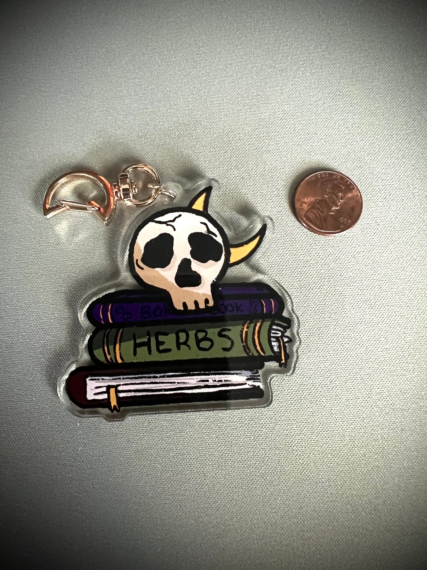 Skull and Books Acrylic Keychain