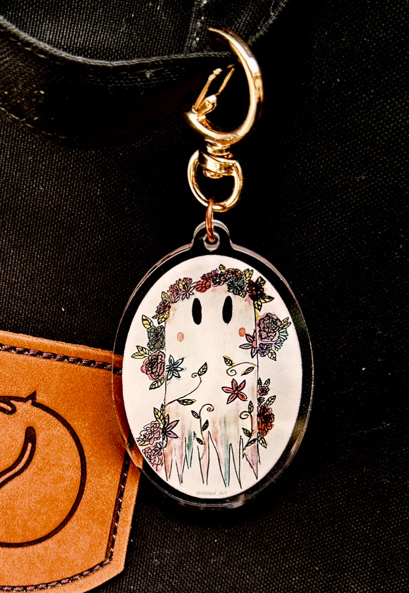 Floral Ghost Acrylic Keychain