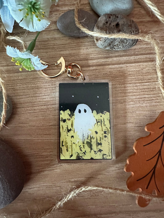 Sunflower Ghost Acrylic Keychain