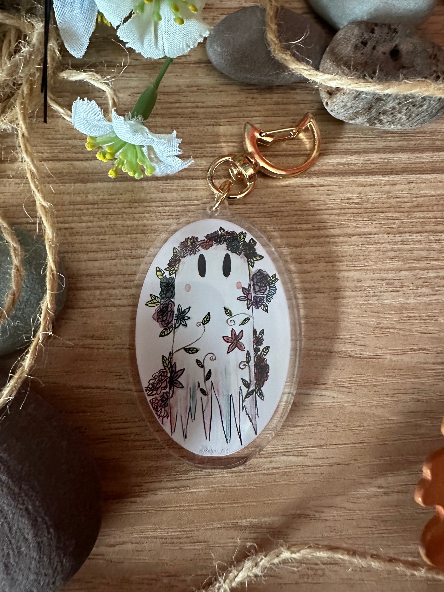 Floral Ghost Acrylic Keychain