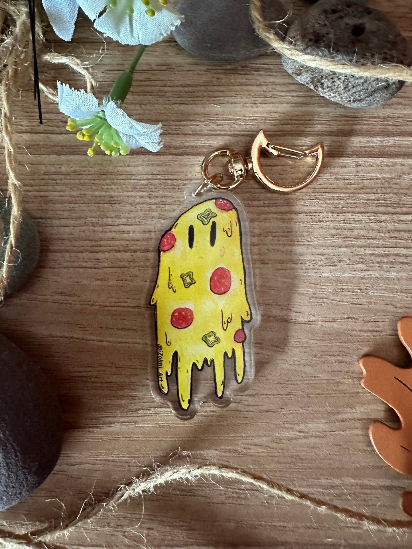 Pizza Ghost Acrylic Keychain