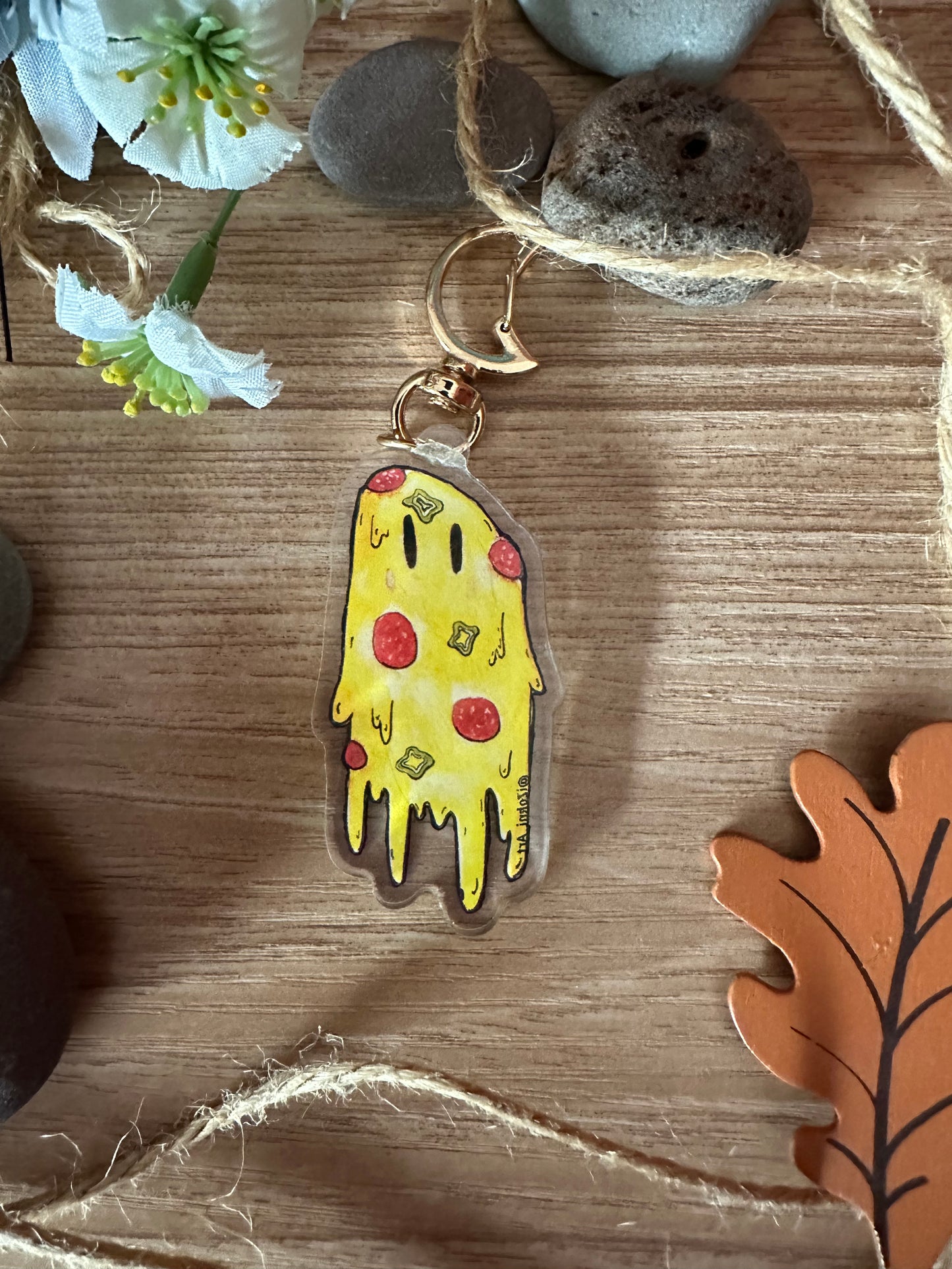 Pizza Ghost Acrylic Keychain