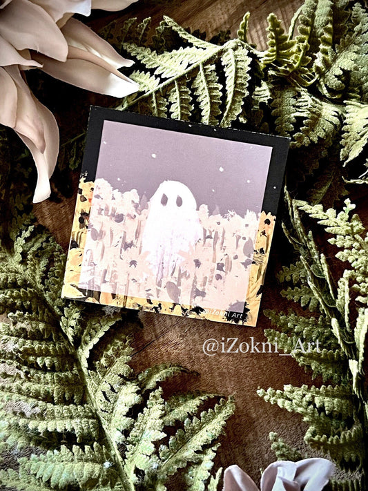 Sunflower Ghost Sticky Note / Dark Cottagecore Stationery