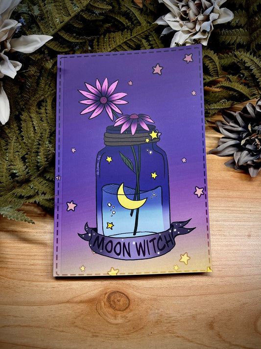 Moon Witch Lined Journal/ Notebook/ Cottagecore Notebook/ Witch Notebook