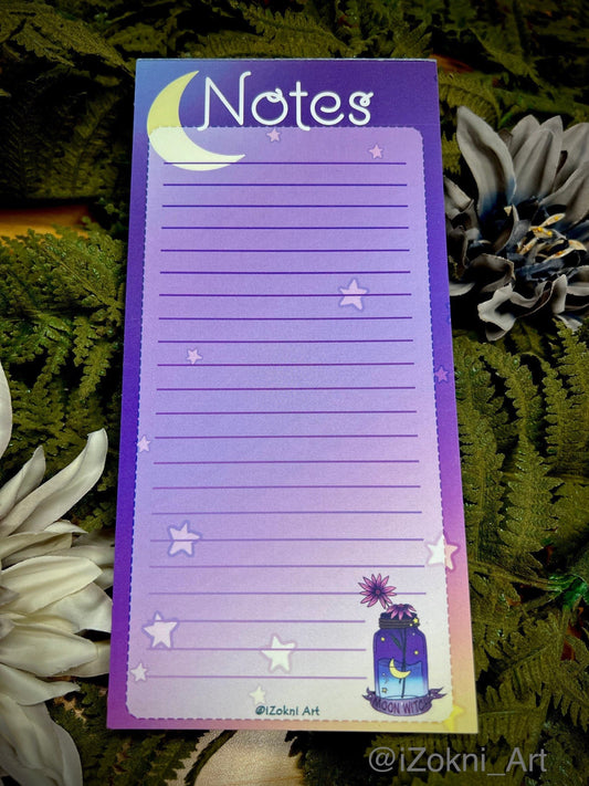 Moon Witch Notepad / Cottagecore Notepad/ Cute notepad