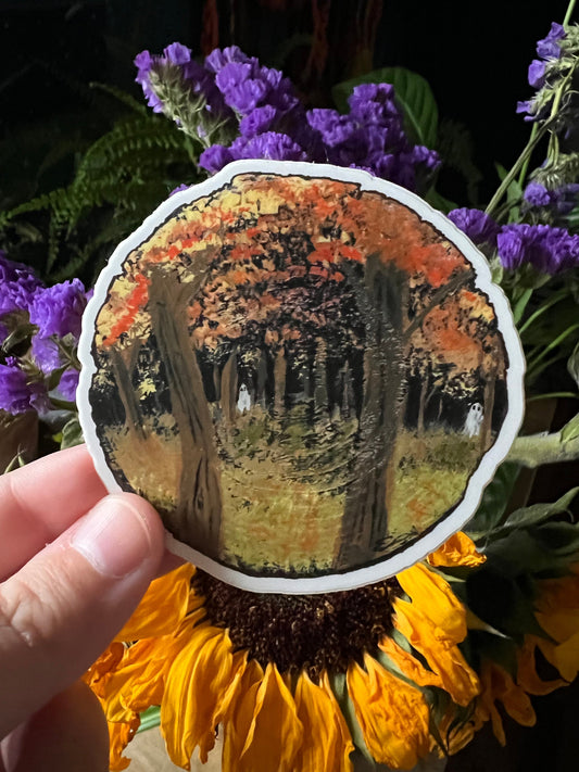 Ghost in Autumn forest sticker