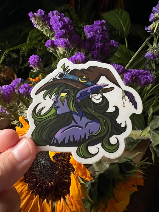 Dark Cottagecore Elf Witch Glossy Sticker