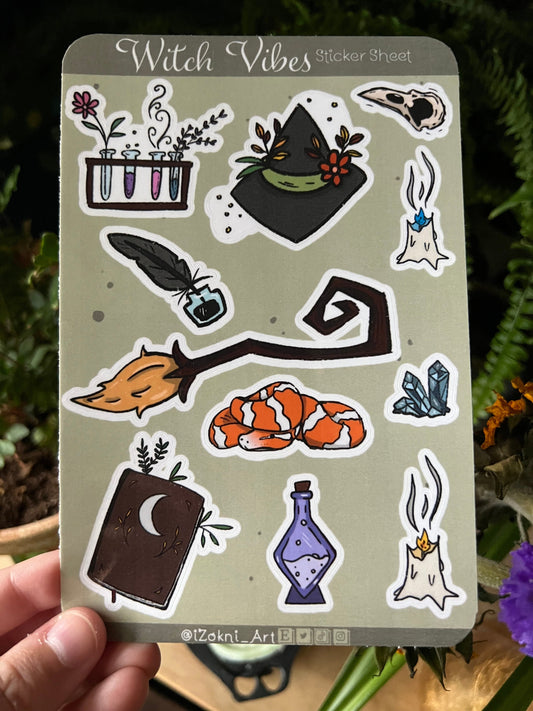 Witch Vibes Sticker Sheet / Cottagecore Stickers / Witch stickers/ Cute Stickers / sticker sheet aesthetic