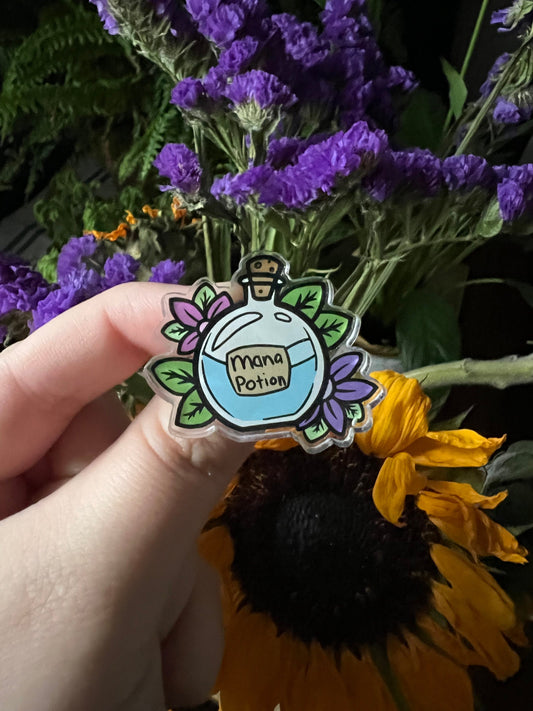 Cottagecore Cute Mana Potion Acrylic Pin /  RPG Mana Potion Pin