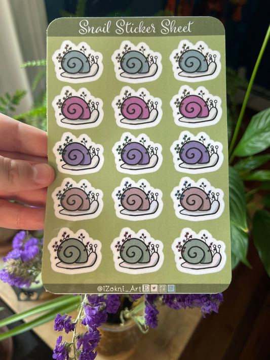 Snail Sticker Sheet / Cottagecore Stickers / Cute Stickers / sticker sheet aesthetic